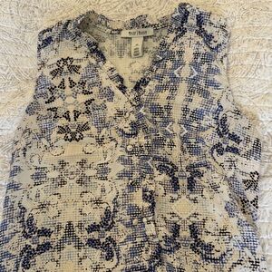 White House Black Market Blue and Cream Camisole